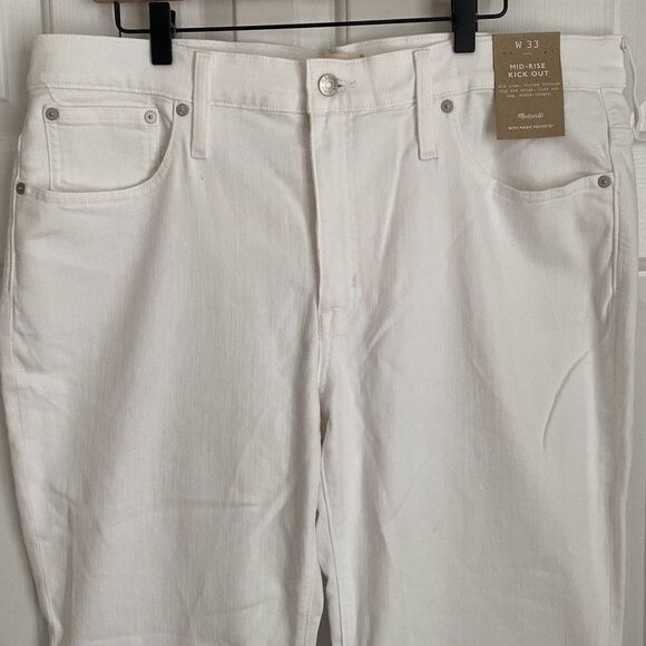 Madewell Kick Out Crop Jeans in‎ Pure White Size 33 NWT - Picture 4 of 13